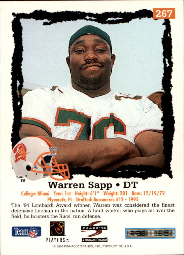 Amazon.com: 1995 Score Football Rookie Card #267 Warren Sapp